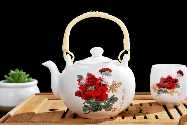 景德镇陶瓷器茶具套装 7头提梁功夫大茶具茶壶整套家用礼品茶杯
