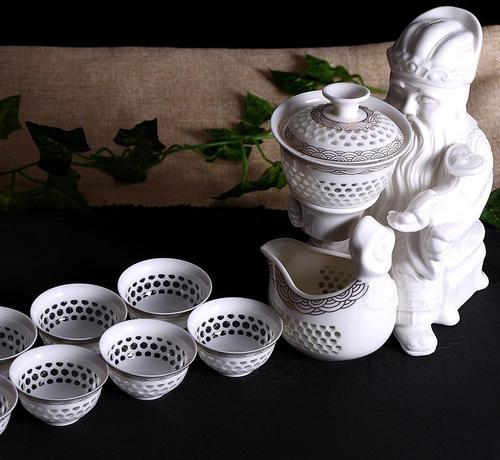 批发玲珑茶具套装 创意陶瓷茶杯茶壶 德化镂空白瓷功夫茶具定制